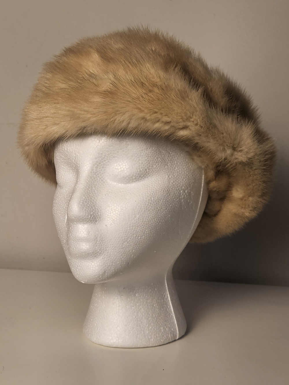 Vintage Amrose Mink Fur Hat  Ladies Real Fur Pillbox Beret Cap